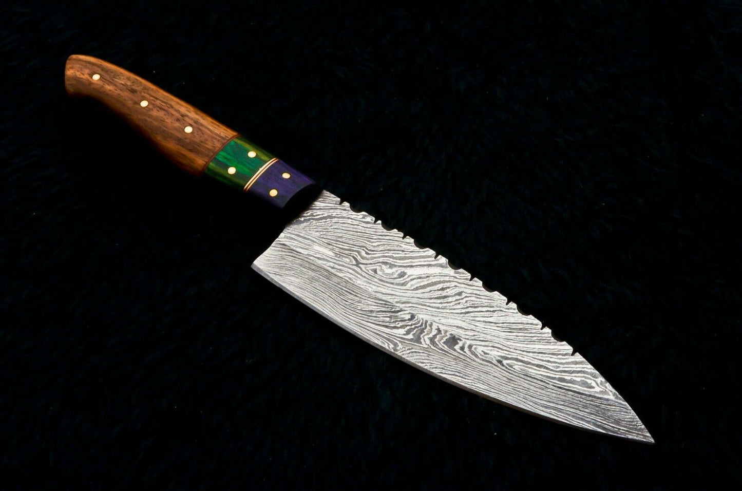 HS-457 Custom Handmade Damascus Kitchen/Chef Knife - Wood Handle - Best Price