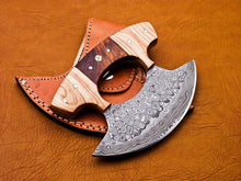 Load image into Gallery viewer, HS-1026 Damascus Ulu Knife, Damascus chef Knife, Christmas Gift, Hand Forged ulu Knife, Pizza Cutter, Handmade Knives, Pizza Axe, Gifts For Him