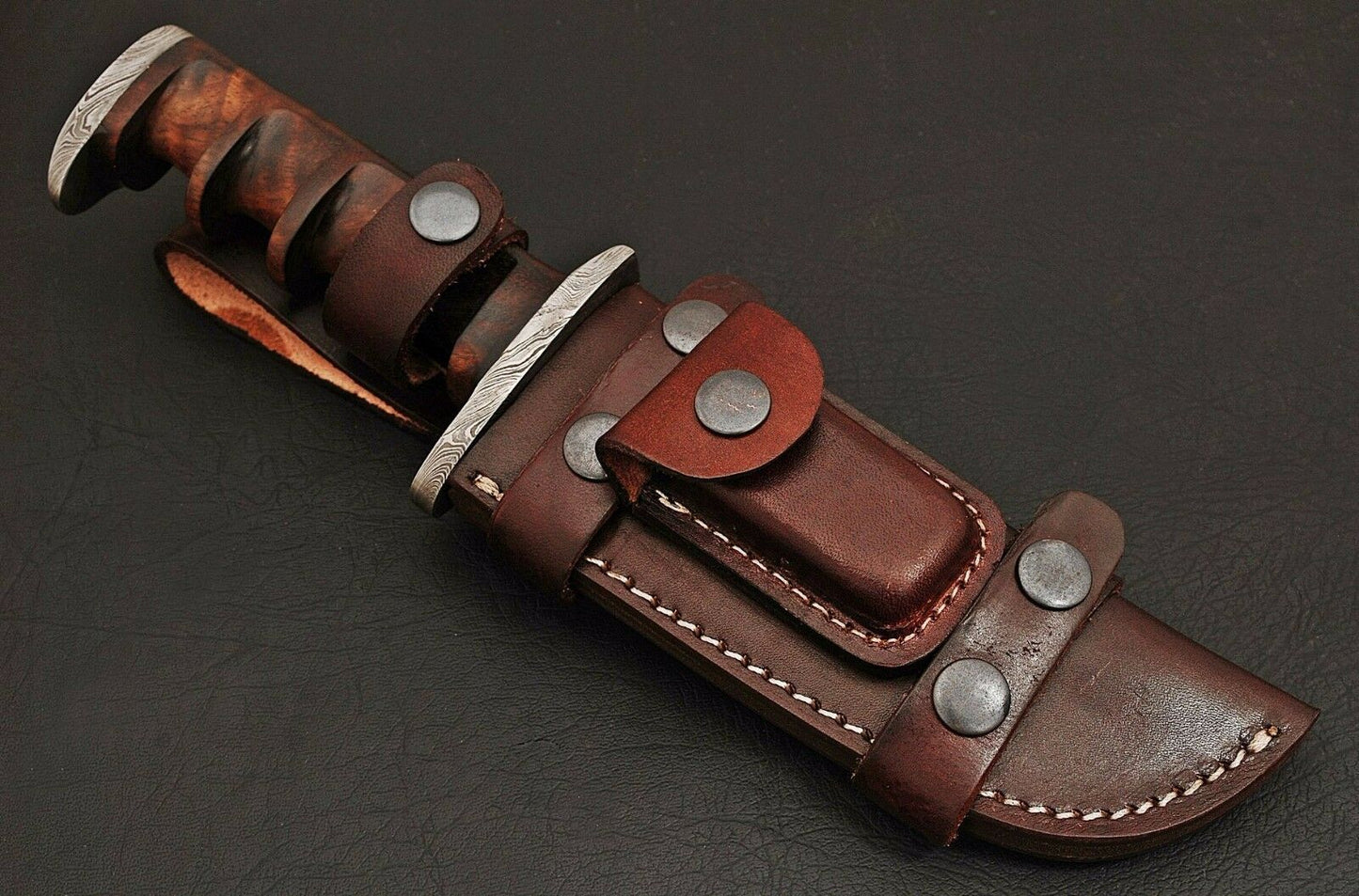 HS-536 Custom Handmade Damascus Hunting Forged Blade, Survival,Tracker Camping,Sporting Knife Rose Wood