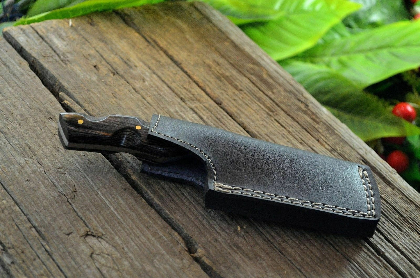 HS-826 Custom Handmade Damascus Mini Cleaver Knife With Hard Wood Handle