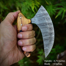 Load image into Gallery viewer, HS-1027 Damascus Chef Kitchen Ulu Knife, Handmade Damascus Pizza Cutter, Personalized Gift USA Made Top Quality Knife