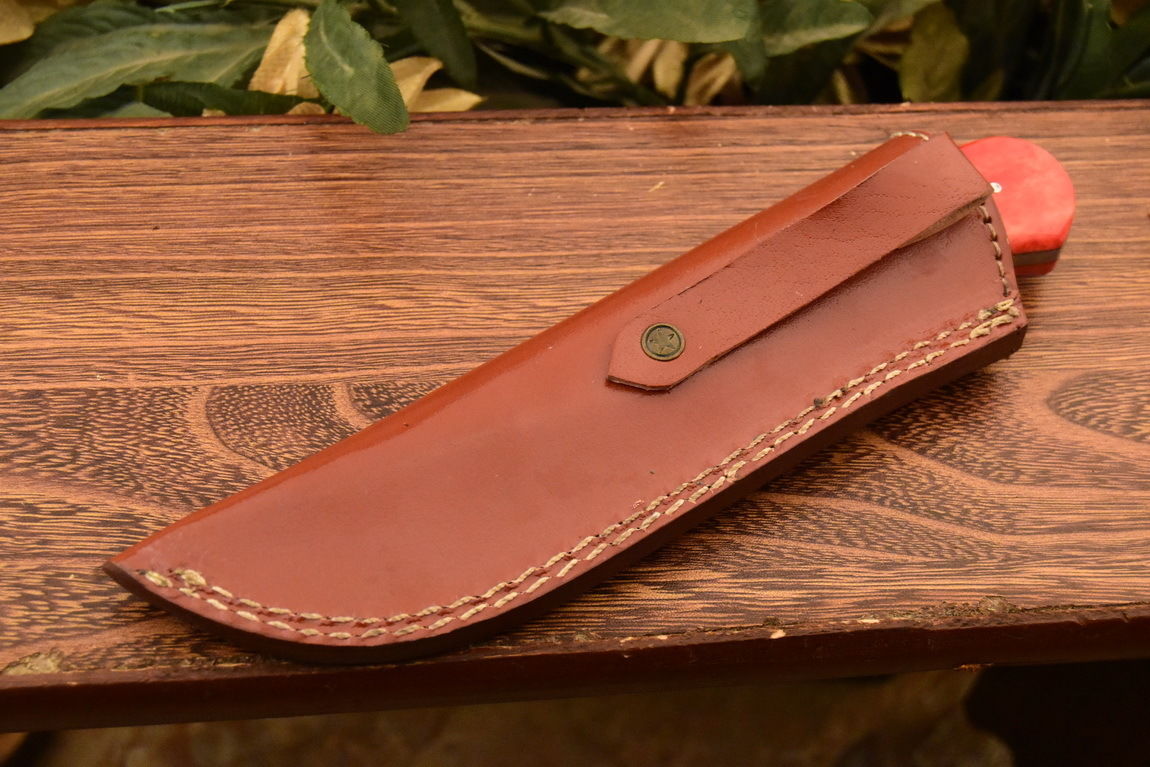 HS-830 Custom Handmade Damascus Skinner Knife With Stained Bone & Hard Wood Handle