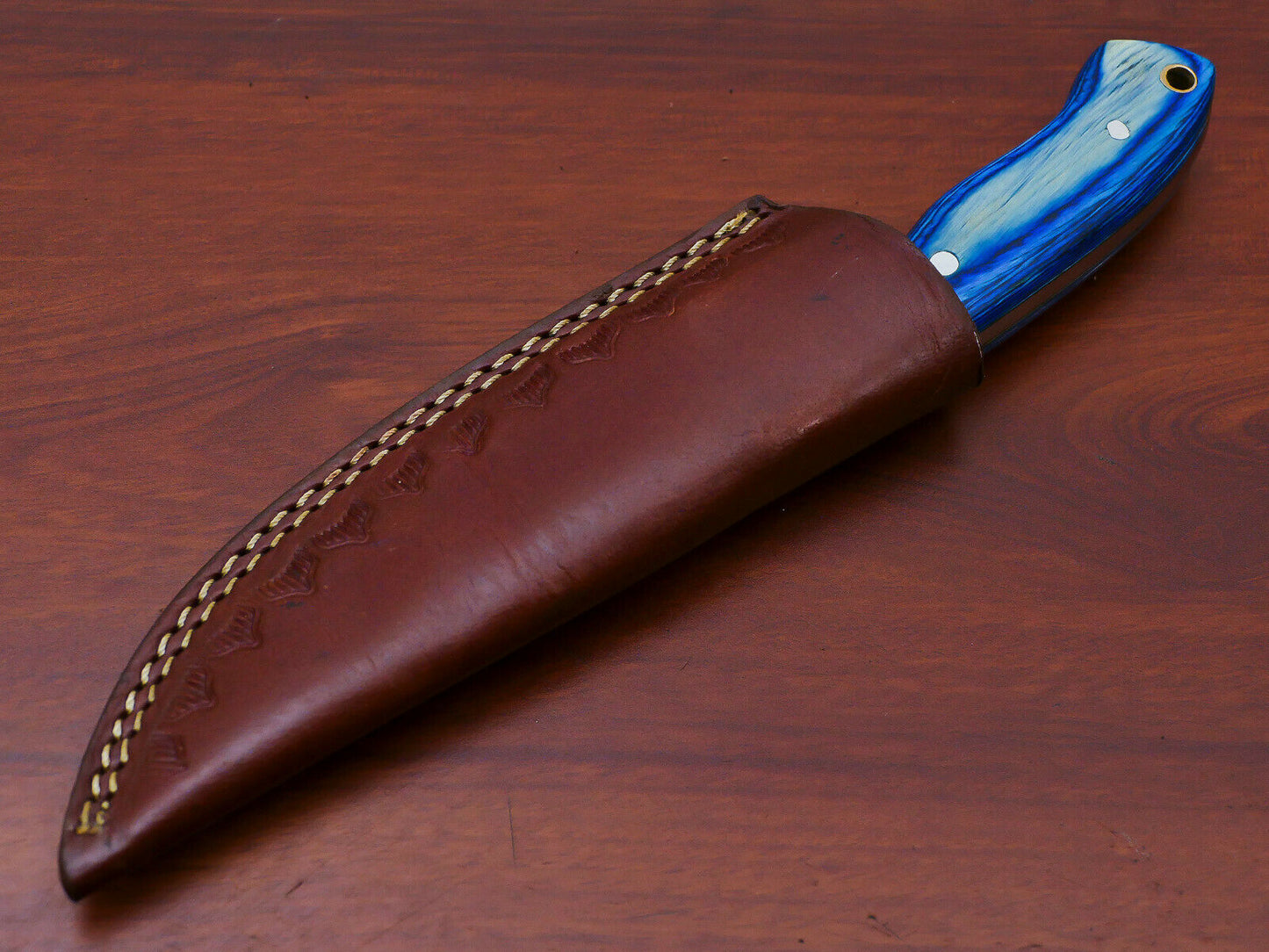 HS-815 Custom Handmade Damascus Skinner Knife With Hard Wood Handle