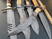 Load image into Gallery viewer, HS Deal 01 - Bundle of 5 Exquisite Custom Damascus Steel Hunting Knives – Handmade for Excellence Craftsmanship in Every Blade.