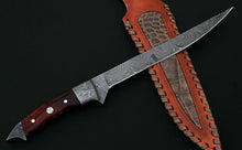 Load image into Gallery viewer, HS-1042 Handmade Damascus Steel Fillet Knife/Fish fillet Knife with Leather sheath USA Made gift For Him