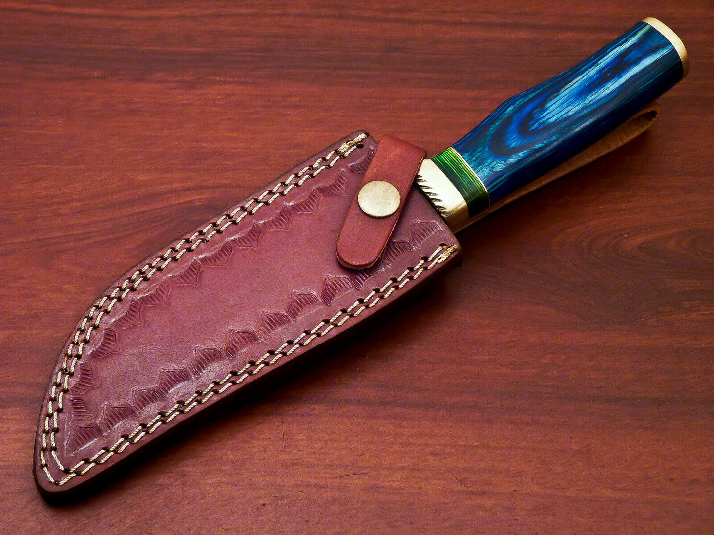 HS-518 Custom Handmade Damascus Hunting Blade Knife With Hard Wood Handle