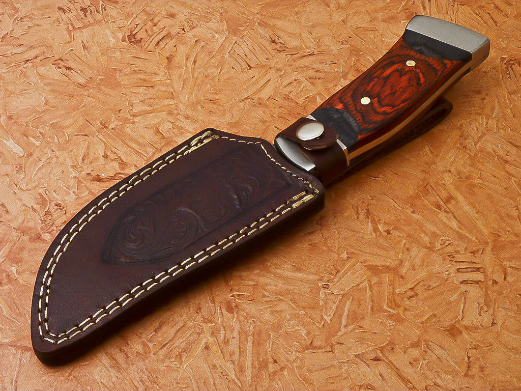HS-547 Custom Handmade Damascus Hunting Knife With Hard Wood Handle
