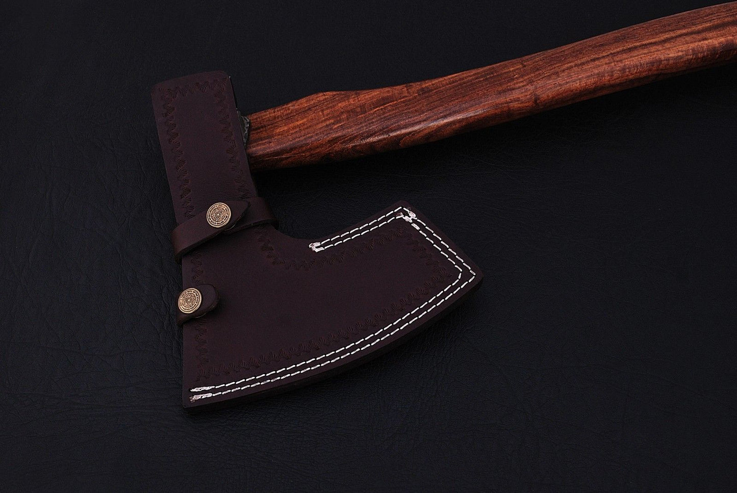 HS-1073 | Custom Handmade Damascus Steel Hand Forged Axe With Rose Wood