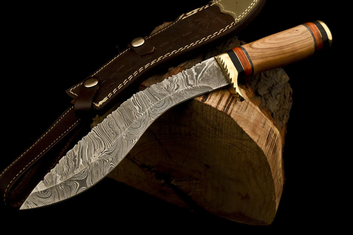 HS-882 Custom Handmade Damascus Kukri Knife With Wood Handle