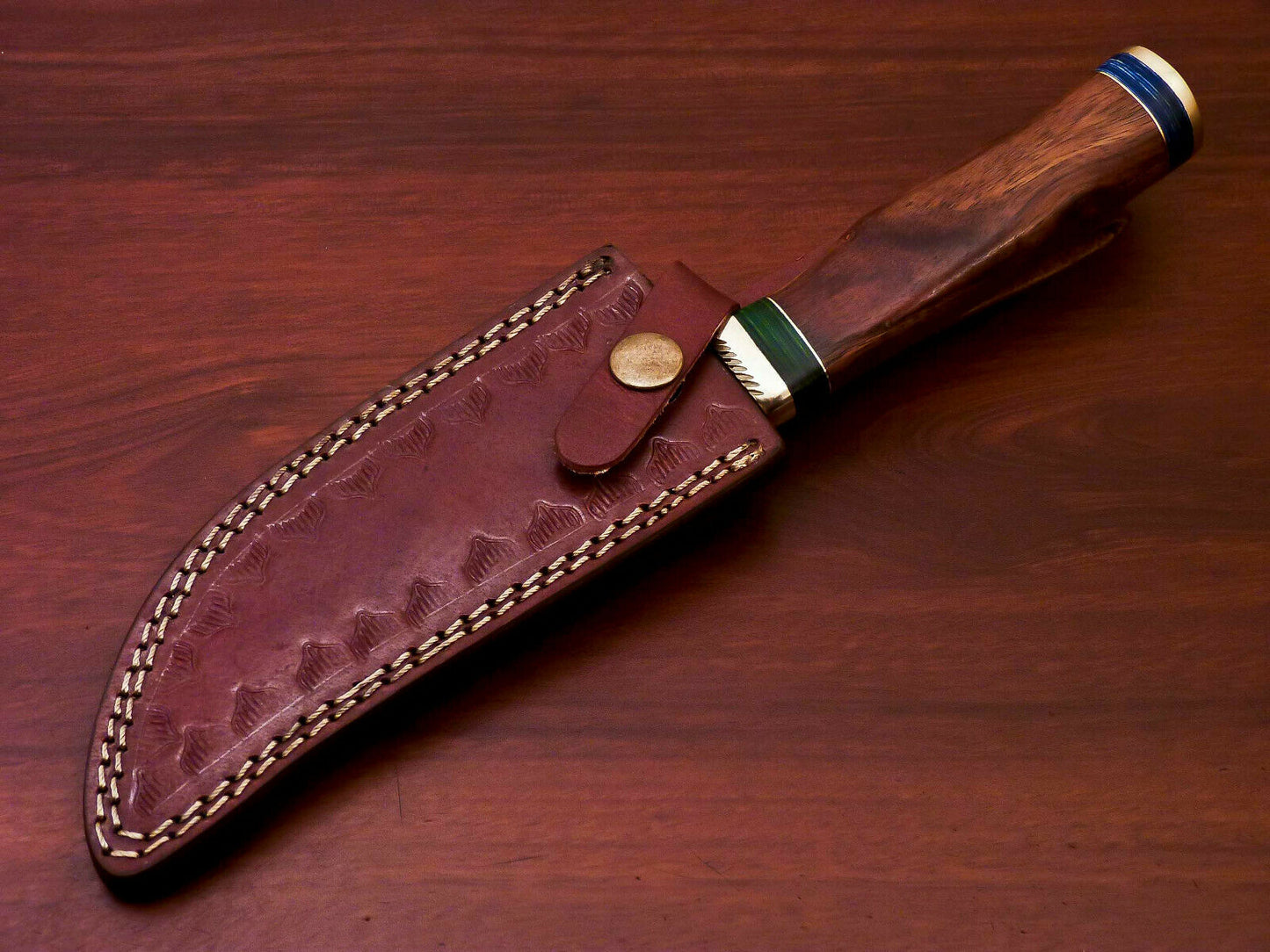 HS-524 Custom Handmade Damascus Hunting Knife Blade With Natural Wood Handle