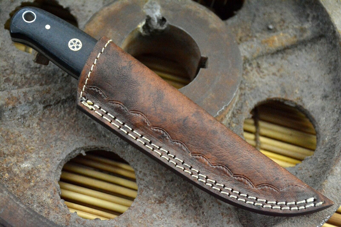HS-847 Custom Handmade Damascus Skinner Knife With G-10 Micarta Handle