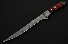 Load image into Gallery viewer, HS-1042 Handmade Damascus Steel Fillet Knife/Fish fillet Knife with Leather sheath USA Made gift For Him
