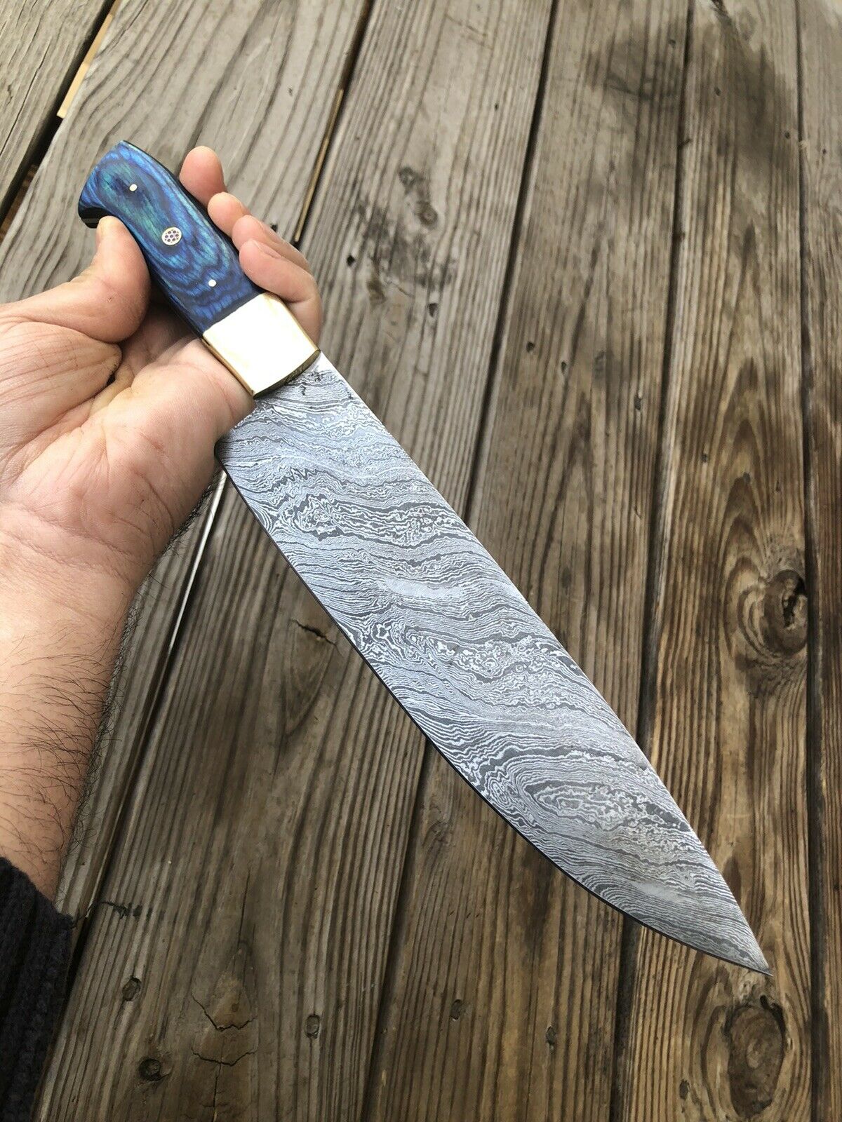 HS-297 Custom Handmade Damascus Kitchen/Chef Knife - Hard Wood Handle - Best Price