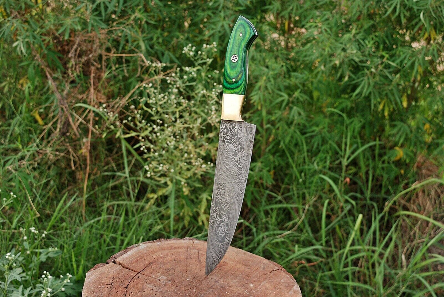 HS-295 Custom Handmade Damascus Kitchen/Chef Knife - Hard Wood Handle - Best Price