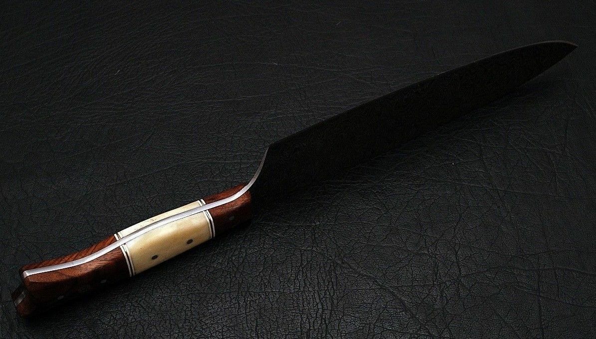 HS-288 Custom Handmade Damascus Kitchen/Chef Knife - Bone+Wood Handle - Best Price
