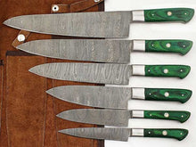 Load image into Gallery viewer, HS-239 Custom Handmade Damascus Kitchen-Chef Knives Set Lot Of Six Pecs With Camel Bone Handle