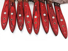 Load image into Gallery viewer, HS-248 Custom Handmade Damascus Kitchen-Chef Knives Set Lot Of 8 Pecs With Hard Wood Handle