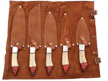 Load image into Gallery viewer, HS-244 Custom Handmade Damascus Kitchen-Chef Knives Set Lot Of Five Pecs With Stag Horn Handle