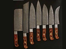 Load image into Gallery viewer, HS-237 Custom Handmade Damascus Kitchen-Chef Knives Set Lot Of 7 Pecs With Camel Bone Handle