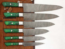 Load image into Gallery viewer, HS-239 Custom Handmade Damascus Kitchen-Chef Knives Set Lot Of Six Pecs With Camel Bone Handle