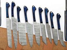 Load image into Gallery viewer, HS-236 Custom Handmade Damascus Kitchen-Chef Knives Set Lot Of Nine Pecs With Camel Bone Handle