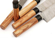 Load image into Gallery viewer, HS-247 Custom Handmade Damascus Japanese Style Kitchen-Chef knives Set Lot Of Six Pecs With Bone + Hard Wood Handle