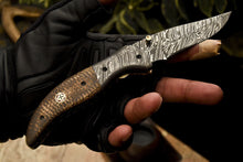 Load image into Gallery viewer, Custom Handmade Damascus Folding/Pocket Knife With Micarta Handle
