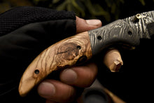 Load image into Gallery viewer, Custom Handmade Damascus Folding/Pocket Knife With Natural Olive Wood Handle
