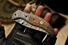 Load image into Gallery viewer, Custom Handmade Damascus Folding/Pocket Knife With Micarta Handle