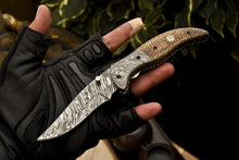 Load image into Gallery viewer, Custom Handmade Damascus Folding/Pocket Knife With Micarta Handle