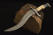 Load image into Gallery viewer, HS-528 Custom Handmade Damascus Hunting Knife With Camel Bone & Hard Wood Handle