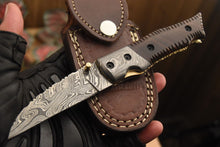Load image into Gallery viewer, Custom Handmade Damascus Folding/Pocket Knife Liner Lock With Wood Handle