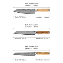 Load image into Gallery viewer, HS-178 Custom Handmade Damascus Eight Pecs Kitchen/Chef Knives - Wood Handle