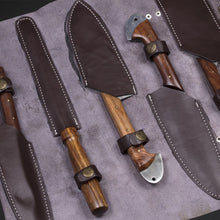 Load image into Gallery viewer, HS-211 Custom Handmade Damascus Kitchen-Chef Knives Set Lot Of Five Pecs With Wood Handle