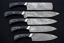 Load image into Gallery viewer, HS-164 Custom Handmade Damascus Five Pecs Kitchen/Chef Knives Set- Hard Wood Handle - Best Price
