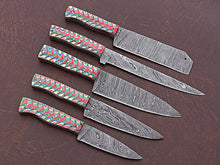 Load image into Gallery viewer, HS-165 Custom Handmade Damascus Four Pecs Kitchen/Chef Knives Set- Dollar Sheet Handle - Best Price