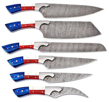 Load image into Gallery viewer, HS-176 Custom Handmade Damascus Six Pecs Kitchen/Chef Knives - Hard Wood Handle