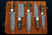 Load image into Gallery viewer, HS-170 Custom Handmade Damascus Five Pecs Kitchen/Chef Knives Set- Hard Wood Handle