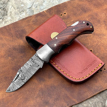 Load image into Gallery viewer, Custom Handmade Damascus Steel Pocket Folding Knife - Beautiful Wood Handle