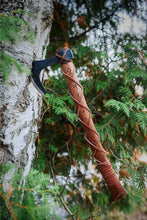 Load image into Gallery viewer, HS-1022 Nordic Viking Axe | Hand Forged Carbon Steel Viking with Rose Wood Shaft | Camping Axe | Christmas Gift | Leather Sheath