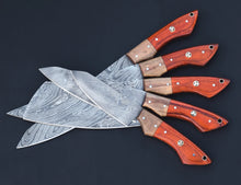 Load image into Gallery viewer, HS-120 '' Handmade Damascus Chef Set, Kitchen Knives, Wedding Gift, Anniversary Gift, Christmas Gift, Birthday Gift, Groomsmen Gift, Gift For Him