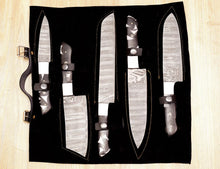 Load image into Gallery viewer, HS-125 '' Custom Handmade Damascus Steel Chef Knife Set 5 pec Set