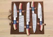 Load image into Gallery viewer, HS-121 '' Chef Knives Set, Texas Flag, Handle, 5 Pcs Set , Best handmade Gift , Personalized One of a kind, Mothers Day Gift, Gift For Boyfriend