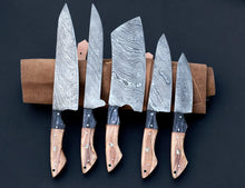 Load image into Gallery viewer, HS-123 '' Handmade Damascus Chef Set, Kitchen Knives, Wedding Gift, Anniversary Gift, Christmas Gift, Birthday Gift, Groomsmen Gift, Gift For Him,