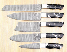 Load image into Gallery viewer, HS-125 '' Custom Handmade Damascus Steel Chef Knife Set 5 pec Set