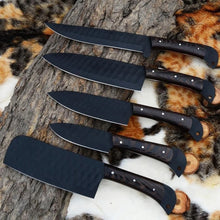 Load image into Gallery viewer, HS-117 '' Premium Chef Knives Set, Handmade Powder Coated D2 Steel Kitchen Knives Set with Leather Case, gift for him