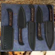 Load image into Gallery viewer, HS-117 '' Premium Chef Knives Set, Handmade Powder Coated D2 Steel Kitchen Knives Set with Leather Case, gift for him