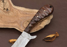 Load image into Gallery viewer, HS-976 CowBoy Bull Cutter Knife for Hunting, Damascus Steel Hunting Knife, Total 8.0 Inches Long, Fixed Blade knife With Sheath