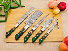 Load image into Gallery viewer, 5 piece Damascus kitchen knife set