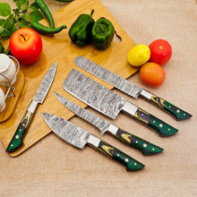 Load image into Gallery viewer, Handmade Damascus chef knife set